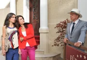 ARD STURM DER LIEBE FOLGE 1856, am Mittwoch (16.10.13) um 15:10 Uhr im ERSTEN. Als Barbara (Nicola Tiggeler, M.) vor Werner (Dirk Galuba, r.) und Patrizia (Nadine Warmuth, l.) zusammenbricht, hält Werner das für eine Scharade, muss dann aber erkennen, dass er sich geirrt hat.