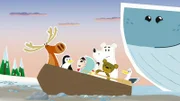 Von Arnold, der Möwe haben Inui und ihre Freunde erfahren, dass in dieser Nacht ein nahegelegener Nordpol-Wasserfall besonders schön aussehen wird. Mit einem Ruderboot und der Hilfe von Waldame Wiebke machen sie sich auf die Reise dahin.