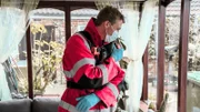 Kit Von Mickwitz radioing Pilot Owen in the patient's home