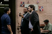LAW & ORDER -- "Just A Girl In The World" Episode 2003 -- Pictured: (l-r) Ramses Jimenez as Nestor Maldonado, Anthony Anderson as Det. Kevin Bernard, Jeremy Sisto as Det. Cyrus Lupo