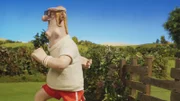 Bitzer geht gemeinsam mit dem Farmer joggen.