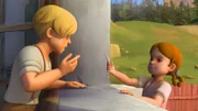 "Heidi 3D", "Ein schlechter Tausch." Der Winter steht vor der Tür und es gilt, die nötigen Vorräte für das Leben auf der Alm heranzuschaffen. Heidi möchte der Großmutter unbedingt auch ein frisches Brot aus dem Dörfli mitbringen. Doch Heidi hat kein Geld, sondern ihr einziges Zahlungsmittel ist das schöne Fossil, das sie auf einem ihrer Ausflüge mit Peter gefunden hat. Dafür gibt Frau Keller, die Gemischtwarenhändlerin, ihr aber kein Brot. Ihre boshafte Tochter Theresa bringt das auf eine Idee. Sie sucht schon lange nach etwas, das sie ihrem Freund Karl für seine kleine Schatzsammlung mitbringen kann. Die gutgläubige Heidi kommt ihr da gerade recht. Theresa "verkauft" ihr für das Fossil ein Brot, das ihr nicht gehört, sondern das sich Bärbel im Gemeinschaftsofen des Dörfli gebacken hat. Der Aufruhr unter den Bewohnern ist programmiert. Heidi wird des Diebstahls bezichtigt und es kostet sie und ihren Großvater einige Mühe, die Sache aufzuklären. Wie so oft müssen sie sich den vielen Vorurteilen der Dorfbewohner stellen.