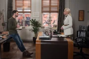 David (Arne Rudolf, l.) ist zuversichtlich, dass er und Amelie (Lara-Isabelle Rentinck, r.) einen Weg gefunden haben, um konstruktiv zusammenzuarbeiten.