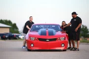 Ryan Martin's crew preps the Fireball Camaro.