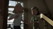 Oh Schreck! Was ist das für ein Poltern, das Fritzi und Sophie im verlassenen Haus hören?