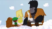 Zoé, Finn und QuackQuack bringen dem Gorilla ein neues und vor allem größeres Bett.