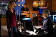 Angeblich hätte eine fremde Stimme die Joggerin zur Leiche geführt - doch was steckt wirklich dahinter? Ellie (Emily Wickersham, l.) und Gibbs (Mark Harmon, r.) bleiben skeptisch, zudem der Tote ein Verdächtiger in einem Betrugsfall war ...