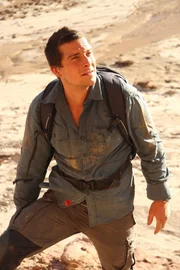 Portrait of Bear Grylls in Namibia.