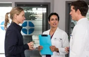 (v.l.n.r.) Claudia (Annett Fleischer); Dr. Leyla Sherbaz (Sanam Afrashteh); Ben Ahlbeck (Philipp Danne)