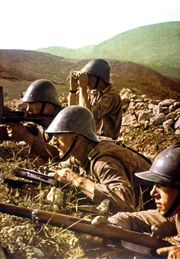 Angriff auf Russland. Rumän Truppen bei Angriff auf Sewastopol, Russland, zweiter Weltkrieg.