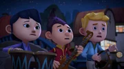 Lotus, Tashi und Jack fürchten sich vor den Ghul-Geistern, die sich dem Dorf nähern.