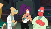 Das Temperament geht mit Leela (M.) durch. Professor Hubert (l.) und Zoidberg (r.) machen sich an die Bestrafung ...