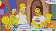 (v.l.n.r.) Lisa; Marge; Homer; Grayson Mathers; Bart