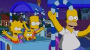 Glück auf Schienen: Homer (r.) mit seinen Kindern Lisa (l.), Maggie (2.v.l.) und Bart (2.v.r.) ...
