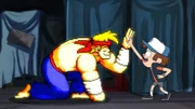 GRAVITY FALLS - "Fight Fighters" - After being challenged to a video game battle by Wendy's boyfriend Robbie, Dipper is shocked when his favorite playable fighter, Rumble McSkirmish, comes to life to defend him. But Dipper soon loses control over Rumble McSkirmish and has to find a way to stop him, in a new episode of "Gravity Falls," premiering FRIDAY, SEPTEMBER 14 (9:30 - 10:00 p.m., ET/PT) on Disney Channel. (DISNEY CHANNEL) RUMBLE MCSKIRMISH, DIPPER