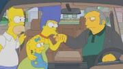 (v.l.n.r.) Homer; Maggie; Marge; Fat Tony