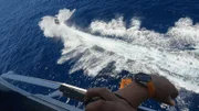 Eine Verfolgungsjagd mit einem Drogenboot vom Hubschrauber aus.