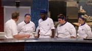 L-R: Gordon Ramsay, Megan Gill, Steven Glenn, Trenton Garvey, Emily Hersh