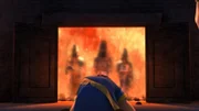 Schadrach, Meschach und Abed-Nego sind unbeschadet im Feuerofen.