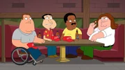(v.l.n.r.) Joe Swanson; Glenn Quagmire; Cleveland Brown; Peter Griffin