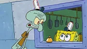 L-R: Squidward, SpongeBob