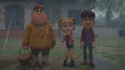 Samson, Marie und Hase haben kein gutes Gefühl, als sie bei Bauer Ludwig auf dem Hof nach Lina suchen.
