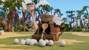 Was Minus Drei (l.) und Lucy mit dieser Golfballschleudermaschine anstellen wollen?