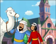 Ende gut, alles gut: Onkel Ahmed (l.) ist stolz auf Drusa, das Dromedar, und seinen Neffen Bedi (r.).