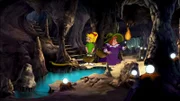 Bibi (l.) und Walpurgia (r.) machen sich auf den Weg in die unterirdische Höhle, in der die magischen Hexenkugeln wachsen.