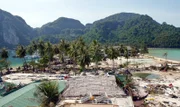 Eine zerstörte Insel nachwirkungen des Tsunamis.