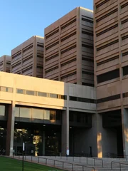 The Justice Center Complex is a building complex located in the Civic Center District in Cleveland, Ohio, in the United States. The complex consists of the Cleveland Police Headquarters Building, the Cuyahoga County and Cleveland Municipal Courts Tower, and the Correction Center Jail.