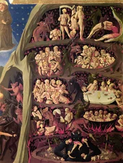 Das Jüngste Gericht, Detail der Hölle, um 1431 (Öl auf Holz) von Angelico, Fra (Guido di Pietro/Giovanni da Fiesole) (um 1387-1455); Museo di San Marco, Florenz, Italien.
