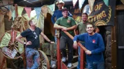 Edward Wilcoz, John Daniels, Ron Daniels, Ren Gomes and Andy Dauterman at the completed wagon set at Merlins.