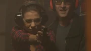 Russ and Veronica practice shooting targets.