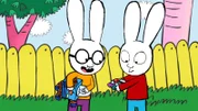 Ferdinand (l.) schlägt Simon (r.) einen Tausch vor: Sein Roboter gegen Simons Spielzeugauto. Was Simon aber nicht weiß ist, dass der Roboter kaputt ist. Unwissend lässt sich Simon auf den Tausch ein. Abgemacht ist abgemacht!
