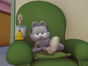 Nermal tut so, als hätte er sich ein Bein verstaucht und bekommt die erhoffte Sonderbehandlung von Jon.