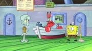 v.li.: Squidward, Mr. Krabs, SpongeBob