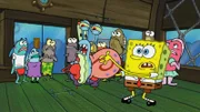 Vorne, l-r: Gary, SpongeBob