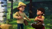 Heidi und Peter freuen sich auf ihr Picknick im Baumhaus.