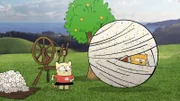 Ollie ist im Riesenwollknäuel gefangen, Moon will helfen.