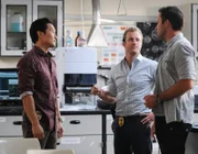 Ermitteln in einem neuen Mordfall: Steve (Alex O'Loughlin, r.), Danny (Scott Caan, M.) und Chin (Daniel Dae Kim, l.) ...