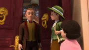 Heidi und Dete werden von dem Diener Sebastian im Hause Sesemann begrüßt.