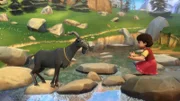 Heidi soll den Ziegenbock dazu bewegen, den Fluss zu durchqueren.