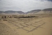 Abydos, Egypt - The DTO crew film with Dr. Matthew Adams next to Djer's Tomb at Umm el Qaab, Abydos.
