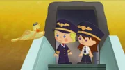 Gleich werden die Pilotinnen Zoé und Lili mit Flugbegleiter QuackQuack ihr Flugzeug abheben lassen und über den Wolken fliegen.