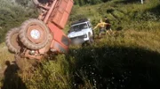 Umgekippter Traktor
