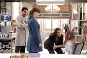 When a 15-year-old Jane Doe (guest star McKenzie Applegate, R) is found on the streets, it is up to Brennan (Emily Deschanel, second from L), Jeffersonian Intern Arastoo Vaziri (guest star Pej Vahdat, L) and the entire Jeffersonian team with the help of a Child Protective Services Agent (guest star Michelle Gardner, second from R) to figure out her history and if she is responsible for a recent murder.