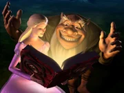 Der freundliche Troll Erasmus versucht im Buch "Die Sagen Des Waldes".