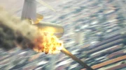 CGI: Eine gewaltige Explosion im Flügel des Flugzeugs führt dazu, dass der Pilot die Kontrolle über das Flugzeug verliert und in einer Spirale zu Boden stürzt.