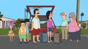 Wollen zusammen ein paar Tage in Florida verbringen. Doch kann das gutgehen? Bob (M.), Linda (3.v.r.), Louise (l.), Gene (2.v.l.), Tina (3.v.l.), Lindas Vater (2.v.r.) und Lindas Mutter (r.) ...; Wollen zusammen ein paar Tage in Florida verbringen. Doch kann das gutgehen? Bob (M.), Linda (3.v.r.), Louise (l.), Gene (2.v.l.), Tina (3.v.l.), Lindas Vater (2.v.r.) und Lindas Mutter (r.) ...